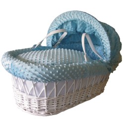 Blue Cuddlesoft Dimple Moses Basket Dressing Set