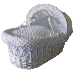 White Cuddlesoft Dimple Moses Basket Dressing Set