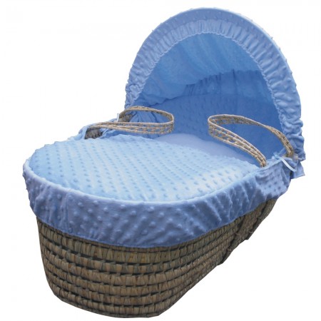 Moses Basket Dressing in Blue Cuddlesoft Dimple Fabric