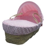 Moses Basket Dressing in Pink Cuddlesoft Dimple Fabric