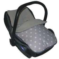 Car Seat Footmuff in Silver Star Design, Designed to fit group 0 car seats
