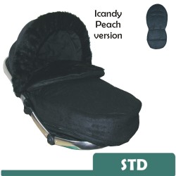 Black Faux Fur Footmuff  to fit iCandy Peach Pushchairs - Standard Size