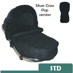 Black Faux Fur Footmuff  to fit Silver Cross Pop Pushchairs - Standard Size