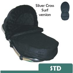 Black Faux Fur Footmuff  to fit Silver Cross Surf Pushchairs - Standard Size