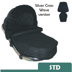 Black Faux Fur Footmuff  to fit Silver Cross Wave Pushchairs - Standard Size