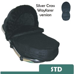 Black Faux Fur Footmuff  to fit Silver Cross Wayfarer Pushchairs - Standard Size