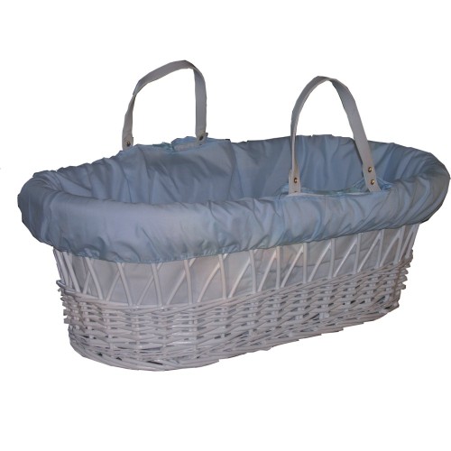 Blue Poly-Cotton Replacement Moses Basket Body Dressing for Palm and Wicker Baskets