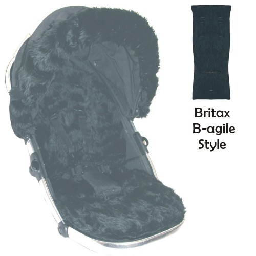 Black Faux Fur Padded Seat Liner to fit Britax B-Agile Pushchairs