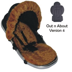 Tan Faux Fur Padded Seat Liner to fit Out n About Nipper v4 Pushchairs