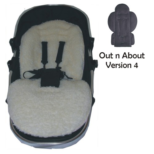 Faux Lambs Fleece Padded Seat Liner to fit Out n About Nipper v4 Pushchairs