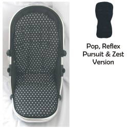 Seat Liner Silvercross Black Star - Hand Made Black Star Design Padded Seat Liner Specifically Designed to fit Silver Cross Pop, Reflex, Pursuit & Zest Pushchairs