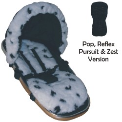 Seat Liner Silvercross Dalmation Fur - Hand Made Padded Seat Liner in Dalmation Faux Fur Specifically Designed to fit Silver Cross Pop, Reflex, Pursuit & Zest Pushchairs