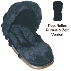Seat Liner Silvercross Grey Fur - Hand Made Padded Seat Liner in Grey Faux Fur Specifically Designed to fit Silver Cross Pop, Reflex, Pursuit & Zest Pushchairs