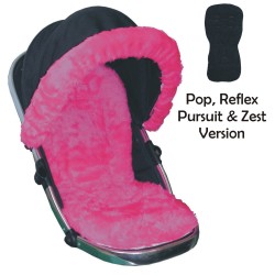 Seat Liner Silvercross Hot Pink Fur - Hand Made Padded Seat Liner in Hot Pink Faux Fur Specifically Designed to fit Silver Cross Pop, Reflex, Pursuit & Zest Pushchairs