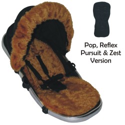 Seat Liner Silvercross Tan Fur - Hand Made Padded Seat Liner in Tan Faux Fur Specifically Designed to fit Silver Cross Pop, Reflex, Pursuit & Zest Pushchairs